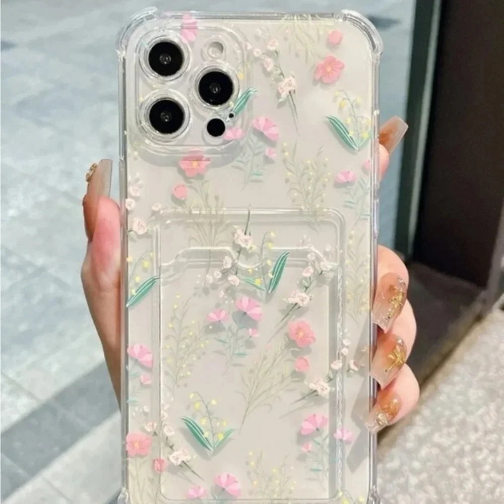 ⚠️Clearance🌟iPhone 14/Pro/Pro Max Floral Phone Case With Card Holder - Picture 3 of 4